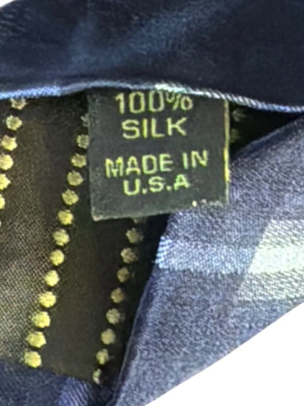 Calibrate Navy Plaid 100% Silk Tie Made In USA 62
